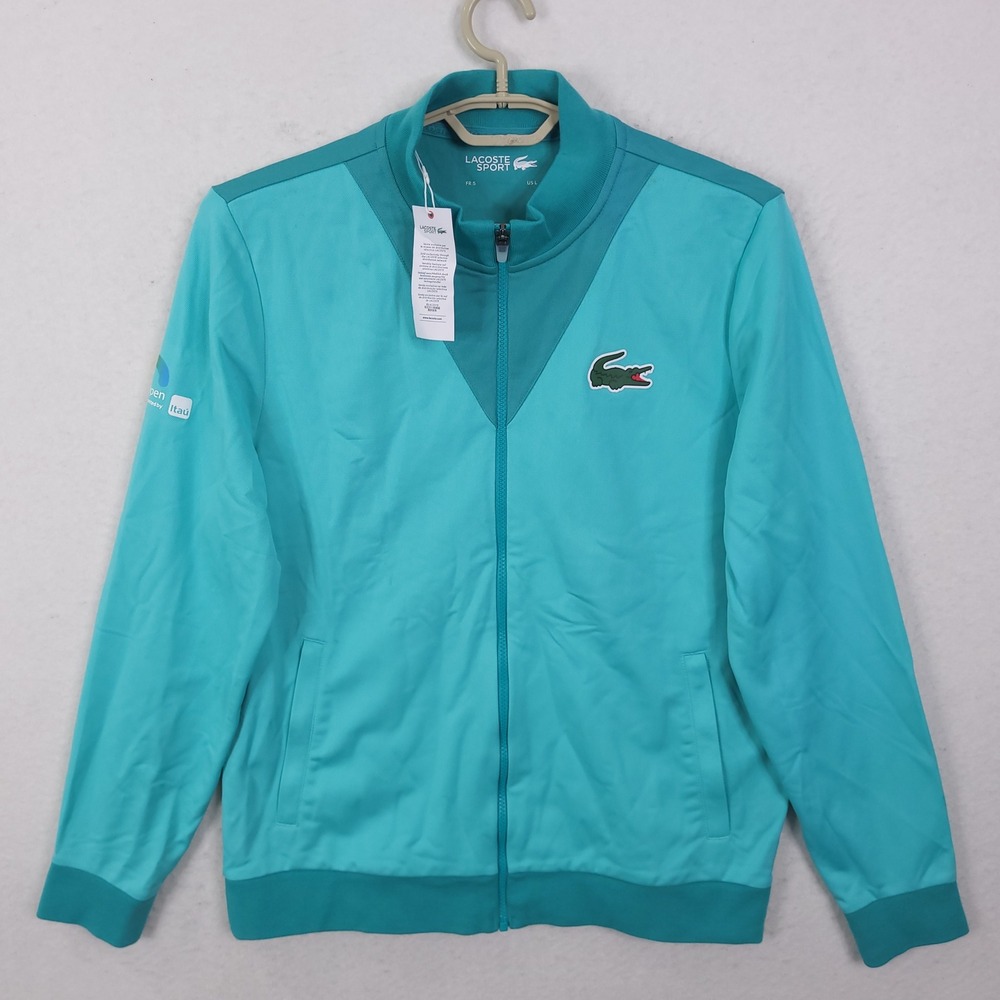 Lacoste Sport Track Jacket Mens L Teal Miami Open Full Zip Tennis SH9250 NEW